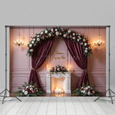 Aperturee - Aperturee Red Floral Wedding Forever Begins Here Cute Backdrop
